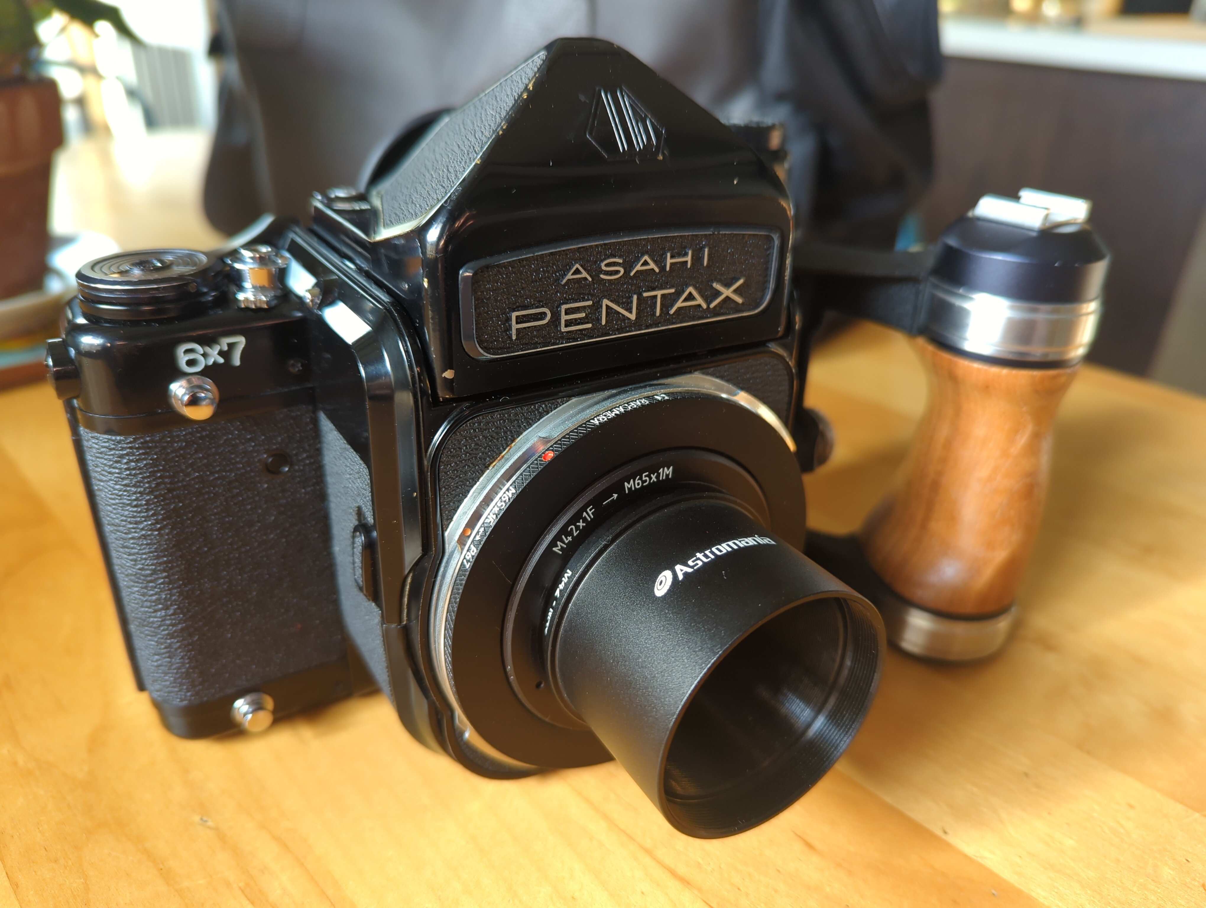 Pentax 6x7 camera with 2 inch telescope adapter